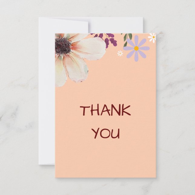 Elegant Wildflower Thank You Card (Front)