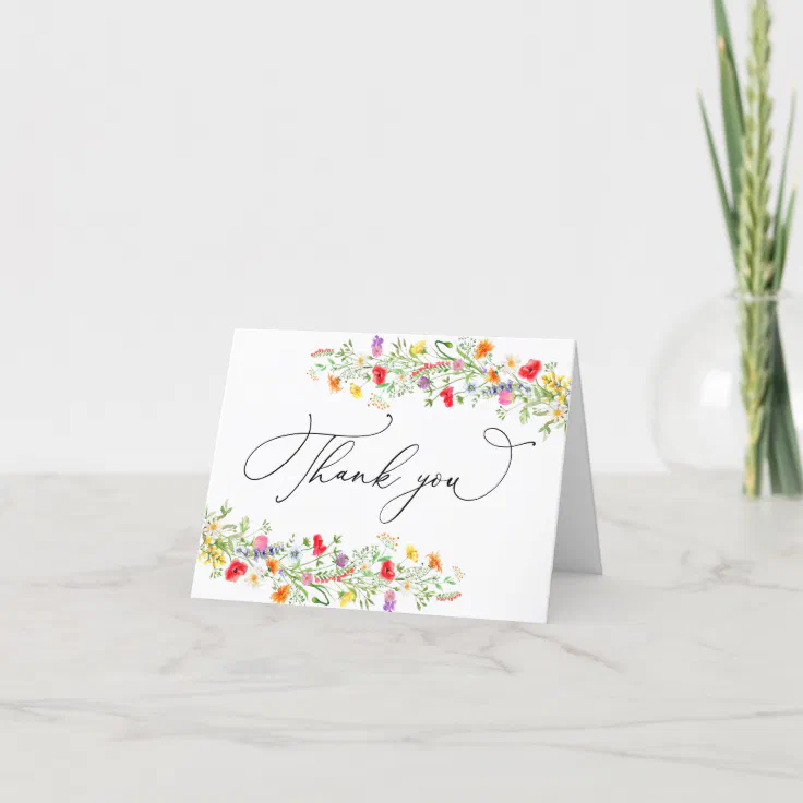 Elegant wildflower thank you card | Zazzle