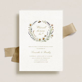 Elegant Wildflower Twins Baby Gender Reveal Party Invitation