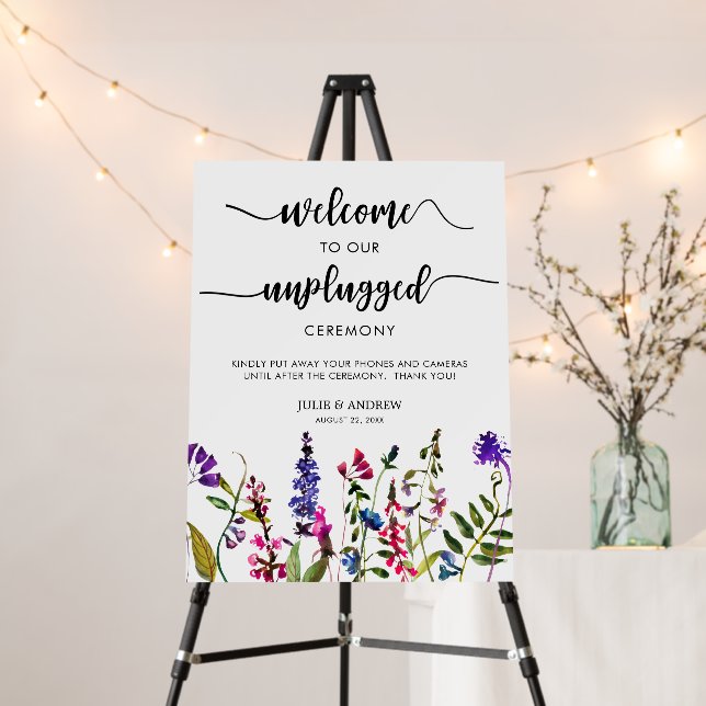 Elegant Wildflower unplugged wedding ceremony  Foam Board (In Situ (Stand))