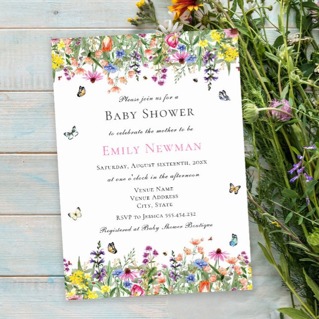 Elegant Wildflower Watercolor Baby Shower Invitation (Creator Uploaded)