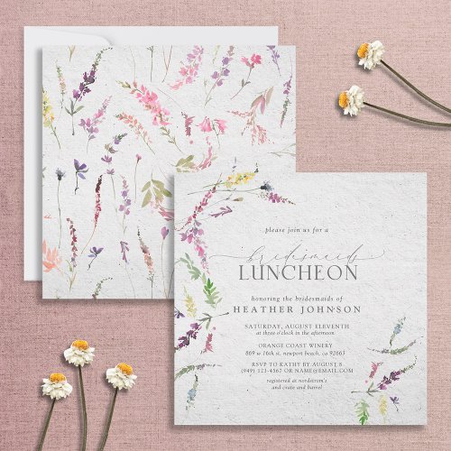 Elegant Wildflower Watercolor Bridal Luncheon Invitation