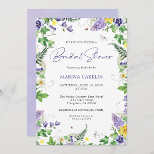 Elegant Wildflower Watercolor Bridal Shower Invitation