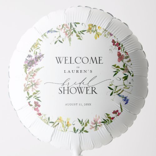 Elegant Wildflower Watercolor Bridal Welcome Balloon