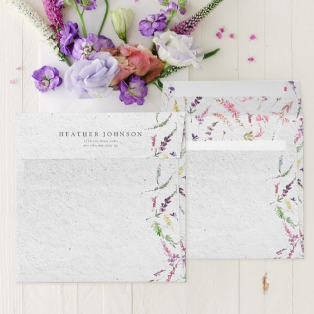 Elegant Wildflower Watercolor Floral Bridal Shower Envelope (Send your bridal shower invitations in a beautiful matching envelope with return address!)