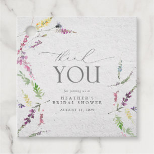 Elegant Wildflower Watercolor Floral Bridal Shower Favor Tags
