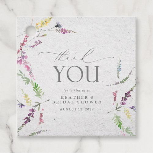 Elegant Wildflower Watercolor Floral Bridal Shower Favor Tags