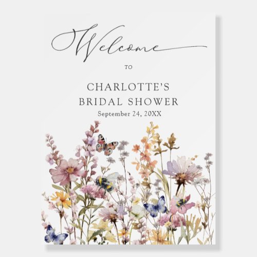 Elegant Wildflower Watercolor Floral Bridal Shower Foam Board