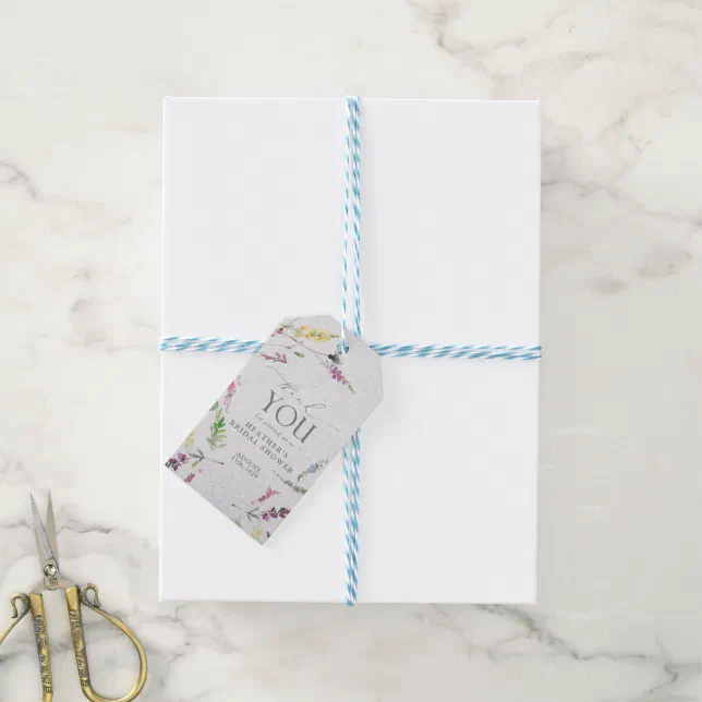 Elegant Wildflower Watercolor Floral Bridal Shower Gift Tags | Zazzle