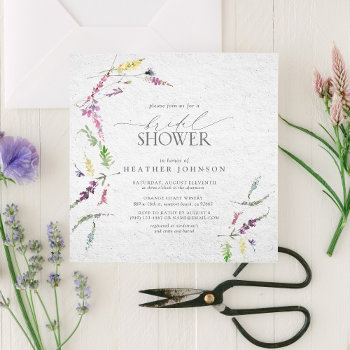 Elegant Wildflower Watercolor Floral Bridal Shower Invitation by elegant_invites_ at Zazzle