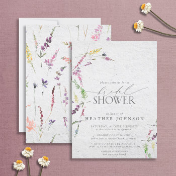 Elegant Wildflower Watercolor Floral Bridal Shower Invitation by elegant_invites_ at Zazzle