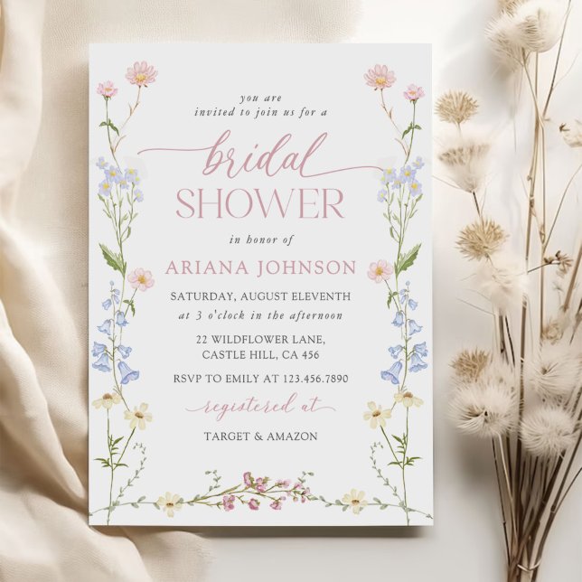 Elegant Wildflower Watercolor Floral Bridal Shower Invitation (Creator Uploaded)