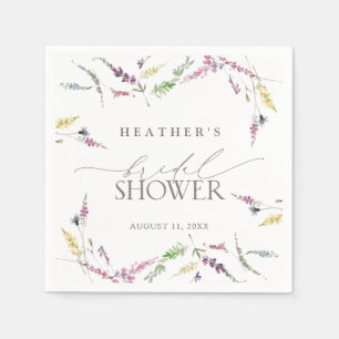 Elegant Wildflower Watercolor Floral Bridal Shower Napkins