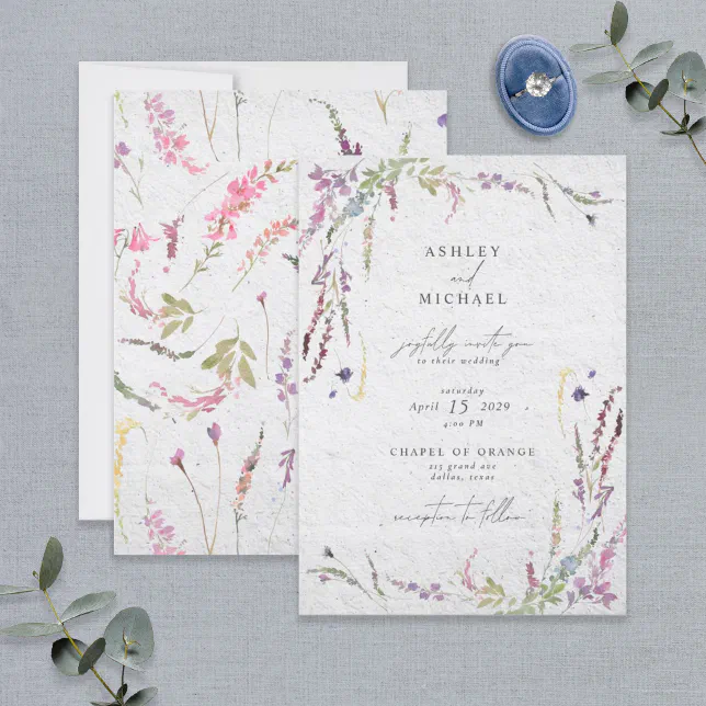 Elegant Wildflower Watercolor Modern Invitation | Zazzle