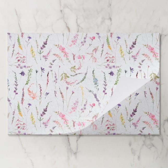 Elegant Wildflower Watercolor Paper Placemats (Folded)