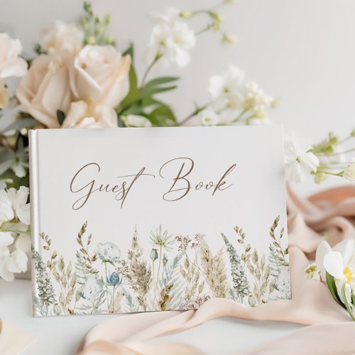 Elegant Wildflower Watercolor Rustic Wedding Guest Book