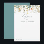 Elegant Wildflower Wedding Advice Card<br><div class="desc">This collection features a border of elegant watercolor wildflowers and greenery in shades of green,  teal,  orange,  and yellow.</div>