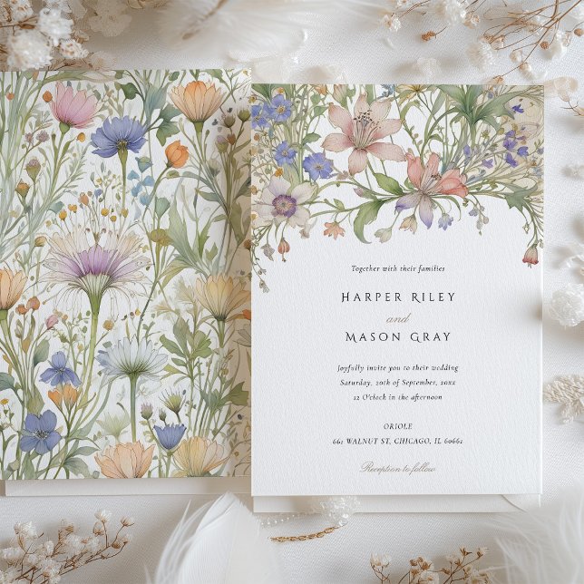 Elegant Wildflower Wedding Delicate Pastel Florals Invitation (Creator Uploaded)