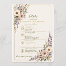 Elegant Wildflower Wedding Details Card