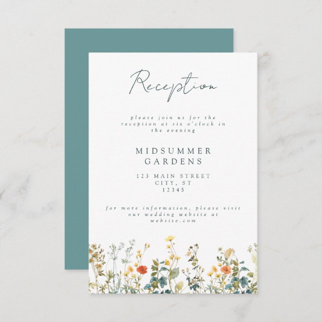Elegant Wildflower Wedding Details Enclosure (Front/Back)