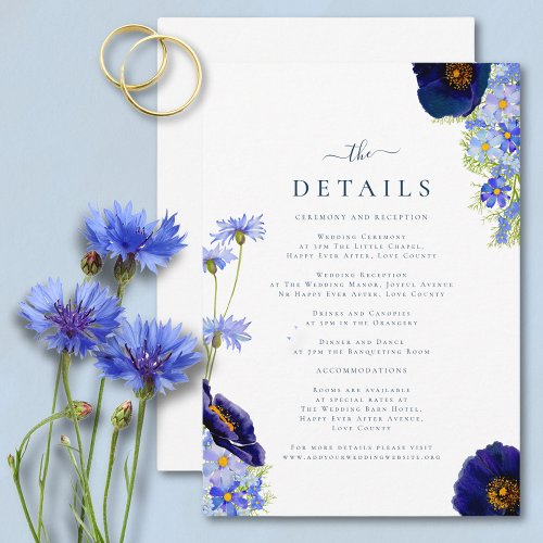Elegant Wildflower Wedding Details Enclosure Card