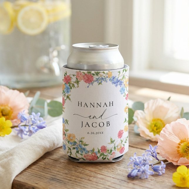 Elegant Wildflower Wedding Favor Can Cooler (Creator Uploaded)