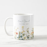 Elegant Wildflower Wedding Favor Coffee Mug<br><div class="desc">This collection features a border of elegant watercolor wildflowers and greenery in shades of green,  teal,  orange,  and yellow.</div>