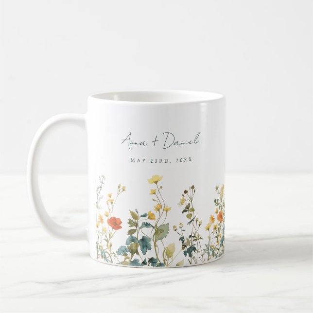 Elegant Wildflower Wedding Favor Coffee Mug (Left)