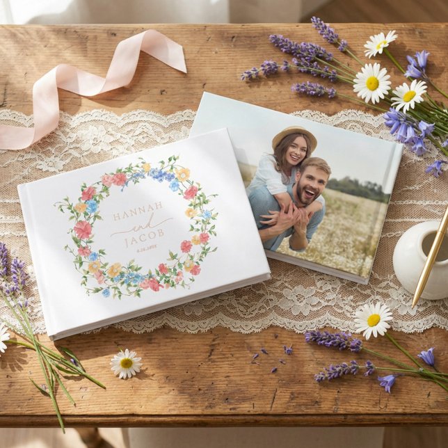Elegant Wildflower Wedding  Foil Guest Book (Creator Uploaded)
