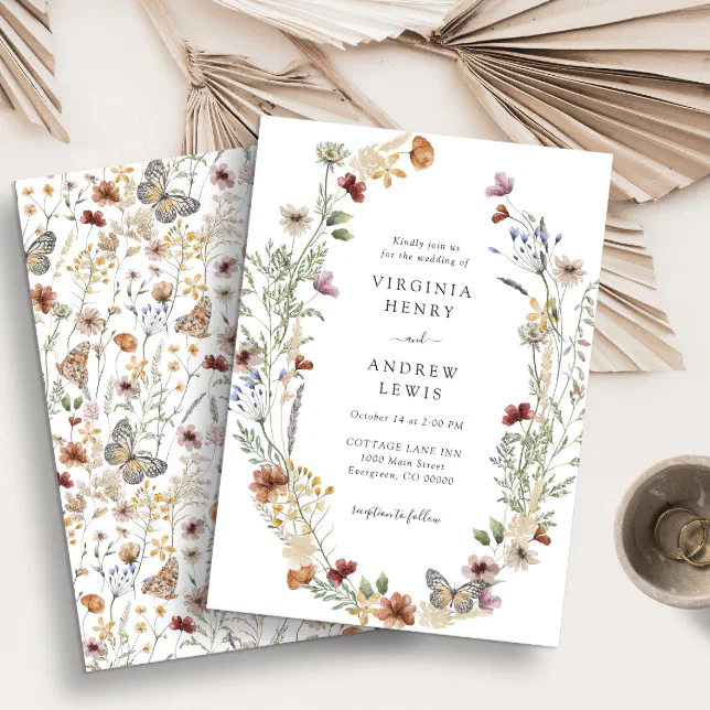 Elegant Wildflower Wedding Invitation | Zazzle