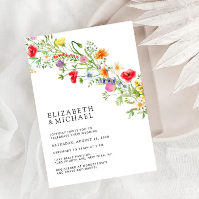 Elegant Wildflower Wedding Invitation | Zazzle