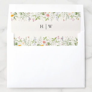 Elegant Wildflower Wedding Invitation Envelope Liner