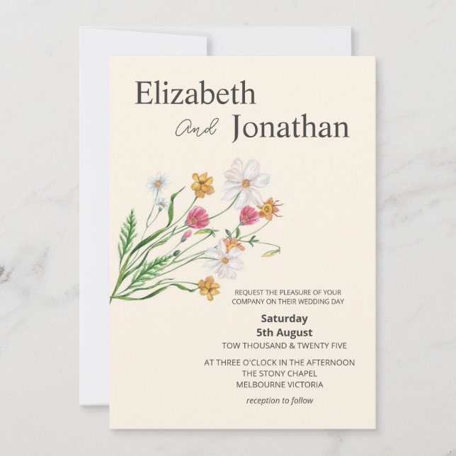 Elegant Wildflower Wedding Invite  (Front)