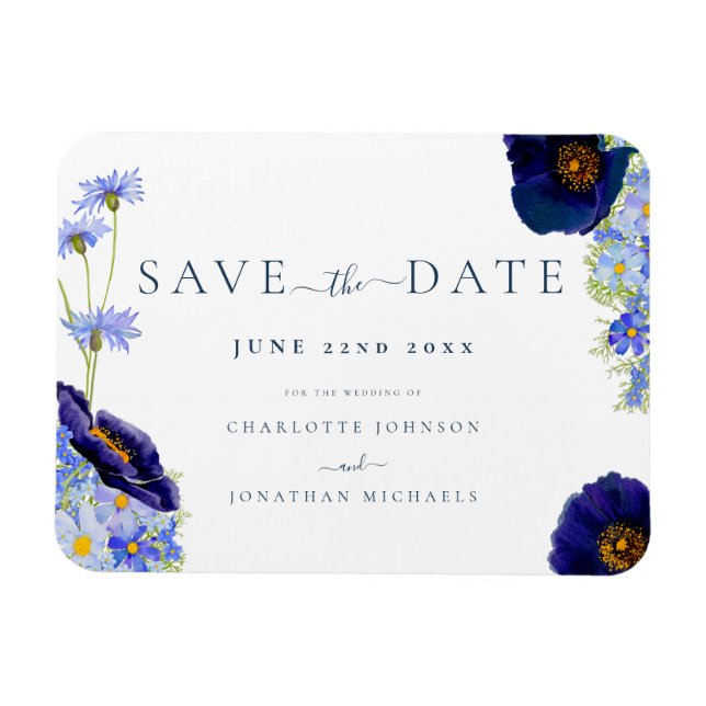 Elegant Wildflower Wedding Magnet (Horizontal)