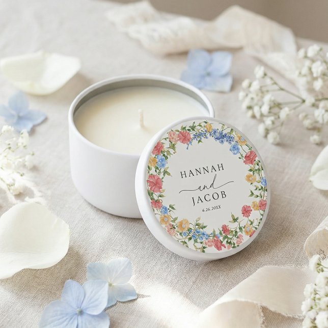 Elegant Wildflower Wedding Mini Candle Favors (Creator Uploaded)