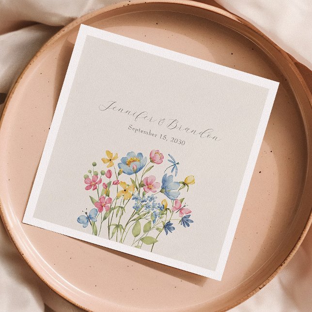 Elegant Wildflower Wedding Napkins (Creator Uploaded)