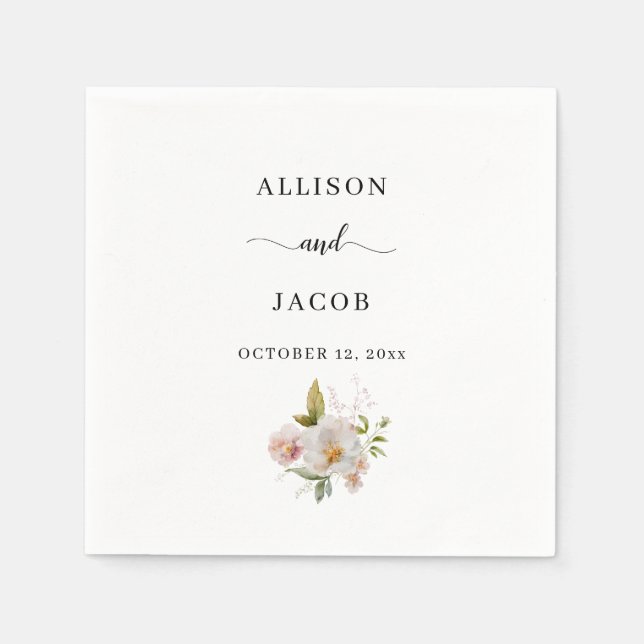 Elegant Wildflower Wedding Napkins (Front)