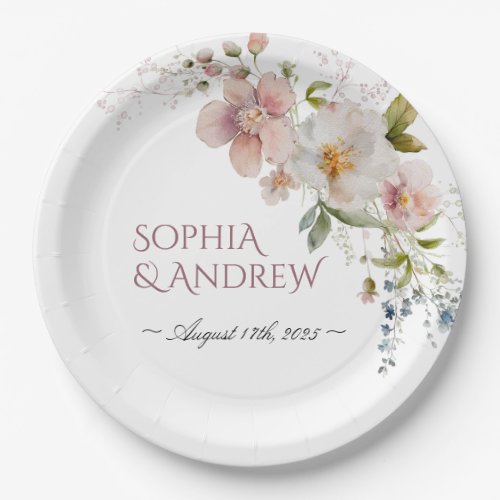 Elegant Wildflower Wedding Paper Plates