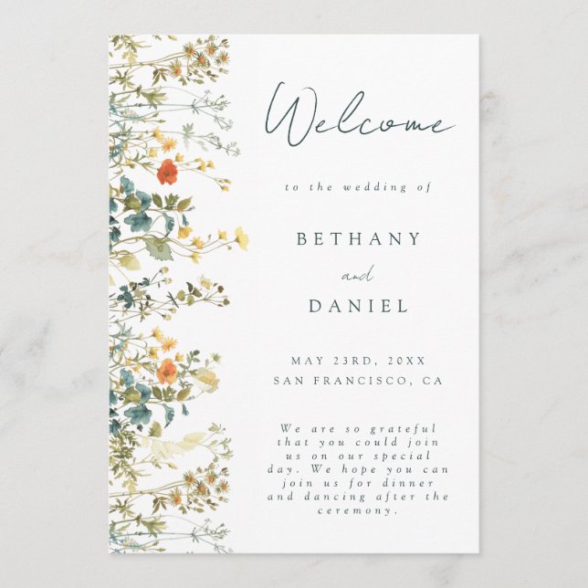 Elegant Wildflower Wedding Program (Front)