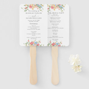 Elegant Wildflower Wedding Program Hand Fan