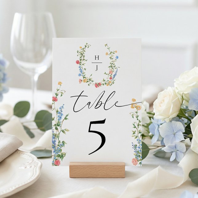 Elegant Wildflower Wedding Reception Table Number (Creator Uploaded)