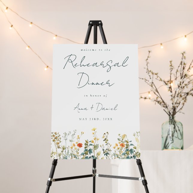 Elegant Wildflower Wedding Rehearsal Dinner Foam Board (In Situ (Stand))