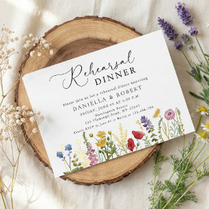 Elegant Wildflower Wedding Rehearsal Dinner Foil Invitation