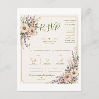 Elegant Wildflower Wedding Response Card