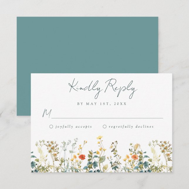 Elegant Wildflower Wedding RSVP Card (Front/Back)