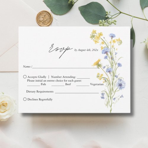 Elegant wildflower wedding RSVP Card