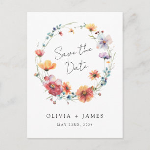Elegant Wildflower Wedding Save the Date Invitation Postcard