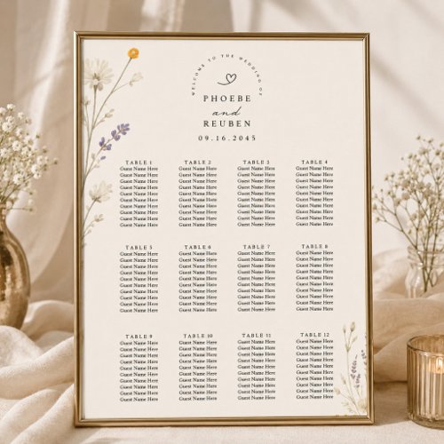 Elegant Wildflower Wedding Seating Chart