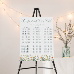 Elegant Wildflower Wedding Seating Chart Foam Board