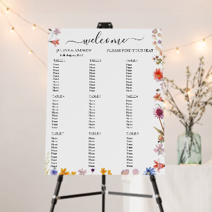 Elegant wildflower Wedding Seating Chart Foam Board